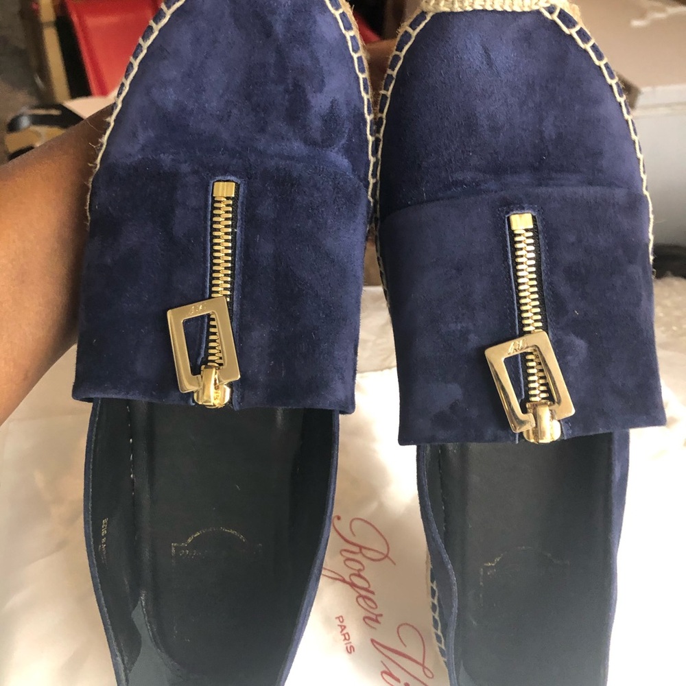 Roger vivier suede platform espadrilles blue/ blk